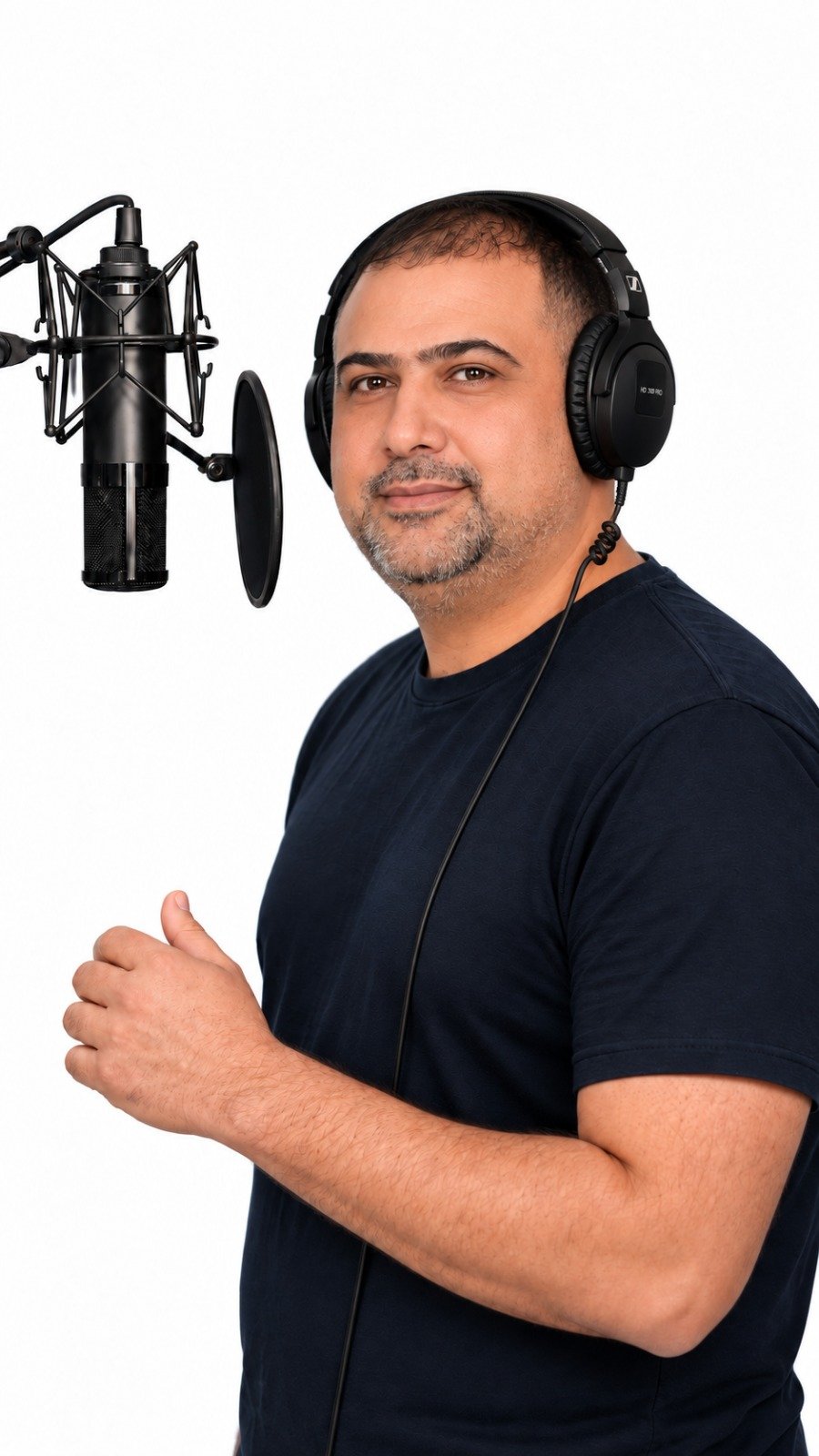 مؤدٍ صوتي من أصوات العراق في الاستديو